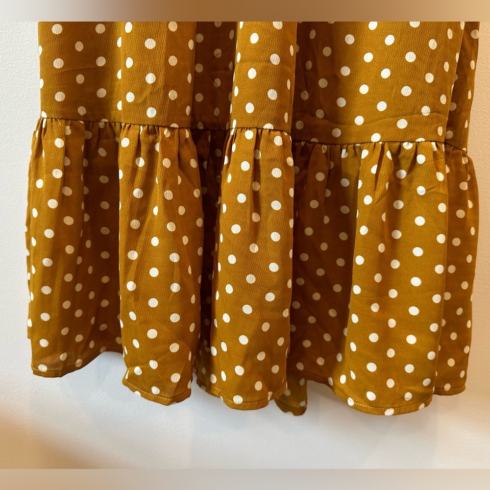BRAND NEW ~ Mustard & White Polka Dot Maternity Midi Length Dress ~ NWOT - Picture 7 of 11